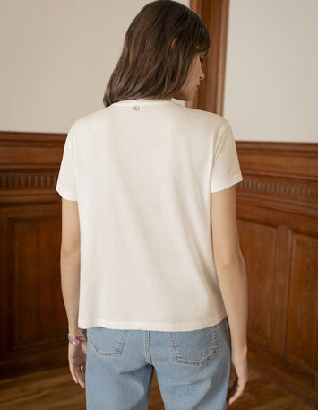 MAMBO - T-shirt blanc visuel palmier fluo -2