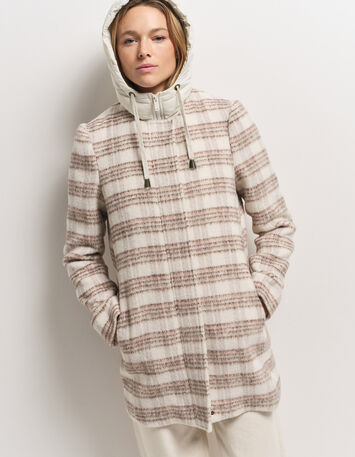 DATCHA - Manteau 2-en-1 beige motif carreaux et doudoune-6