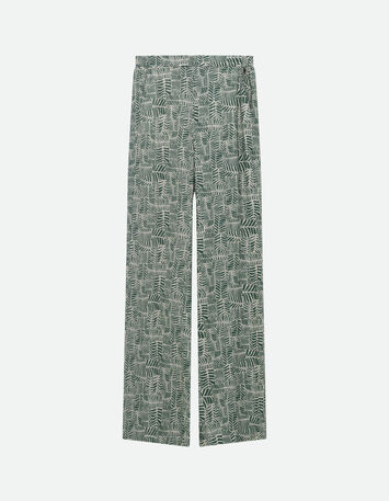 PRIMAVERA - Pantalon vert imprim&eacute; tropical chic -5
