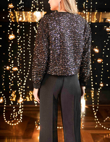 CLIVE - Chemise platine brod&eacute;e sequins-4