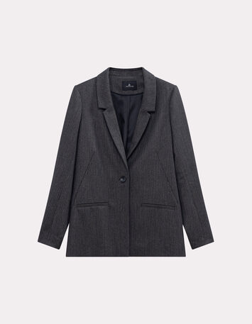 VANITY - Veste de costume gris motif rayures lurex-5