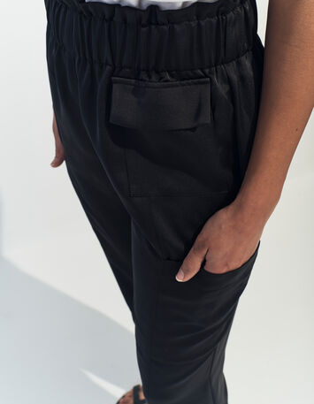 PAZIA - Pantalon battle noir satiné -3