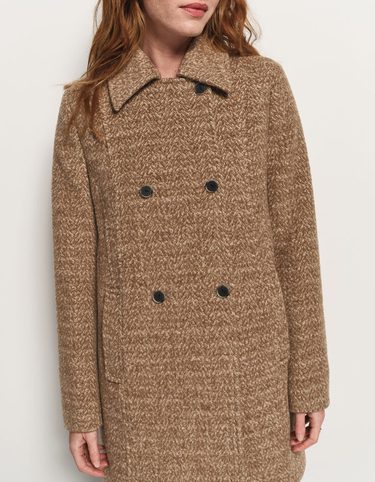 DREDA - Manteau beige drap de laine fantaisie-7 DREDA - Manteau beige drap de laine fantaisie-7