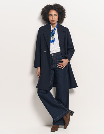 DEANA - Manteau marine drap de laine-7