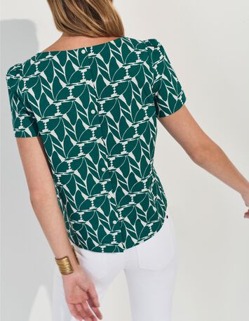COPAL - Top vert imprim&eacute; feuillage arty -4