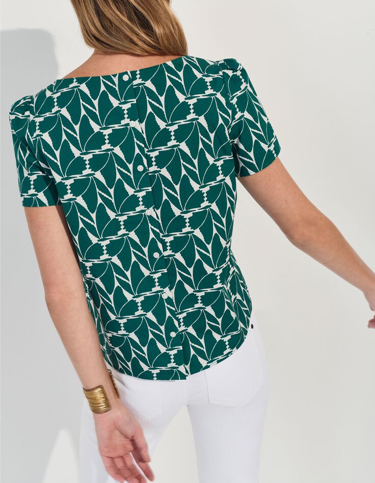 COPAL - Top vert imprim&eacute; feuillage arty -4