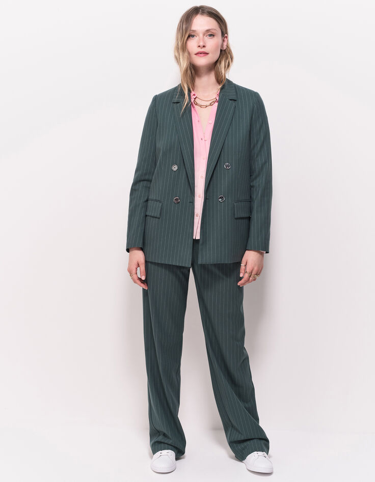 VANDA - Veste de costume verte motif rayures tennis-6