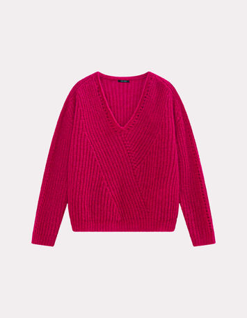 TYLER - Pull rose tricot côtelé mohair mélangé-6