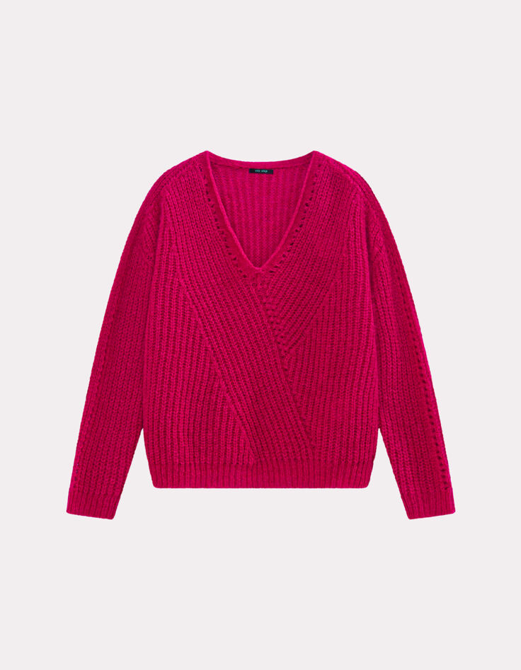 TYLER - Pull rose tricot côtelé mohair mélangé-6