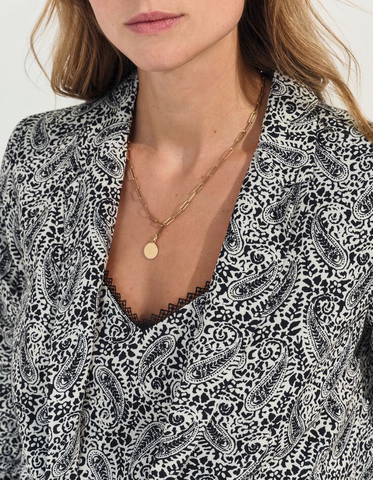 VINCE - Blazer noir &agrave; imprim&eacute; n&eacute;o cachemire-5