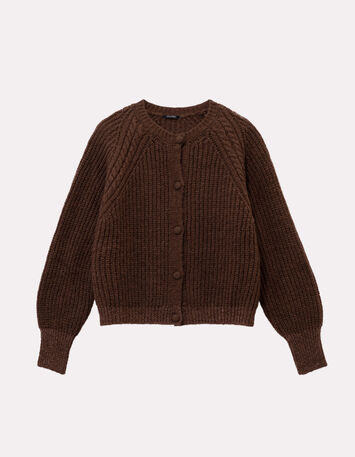 TAHAT - Cardigan marron tricot boutons recouverts-6