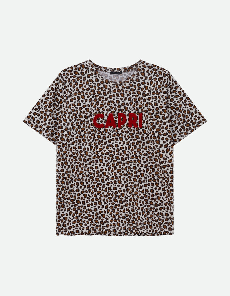 MARANA - T-shirt beige coton bio léopard et message-6