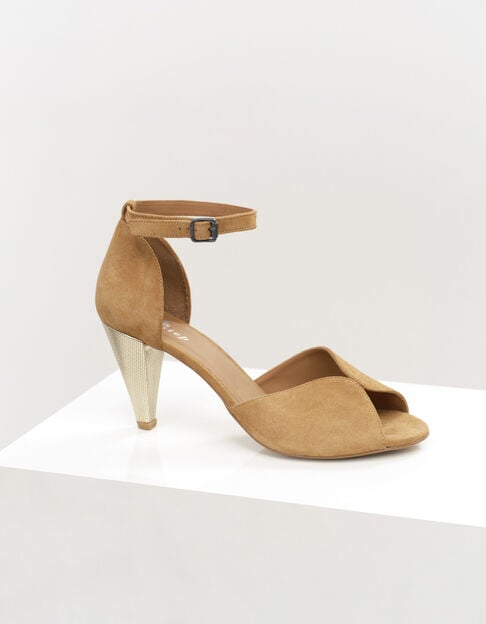 O.NOLA - Sandales à talon caramel en cuir velours - One Step