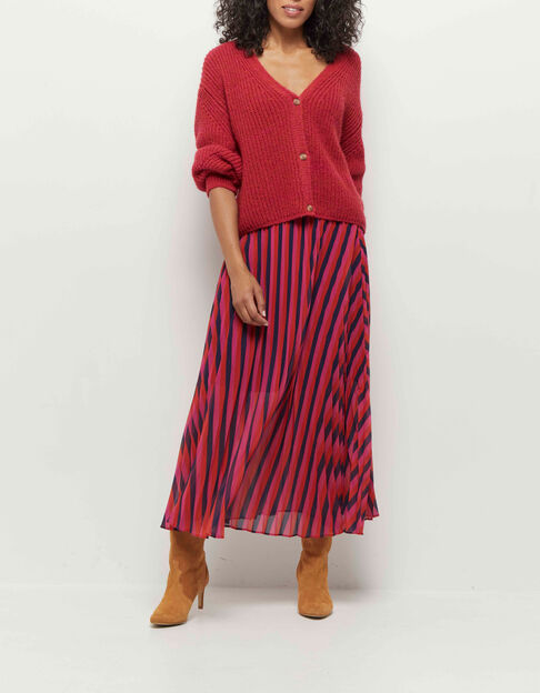 THOM - Cardigan réversible fuchsia tricot - One Step