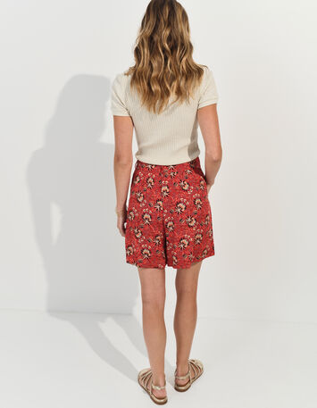 PILAR - Short orange imprimé floral d'été -3