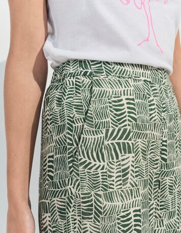 PRIMAVERA - Pantalon vert imprim&eacute; tropical chic -4