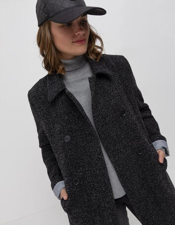 DREDA - Manteau gris drap de laine fantaisie-2
