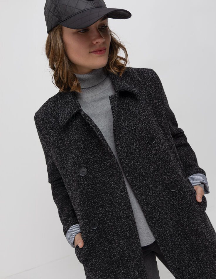 DREDA - Manteau gris drap de laine fantaisie-2