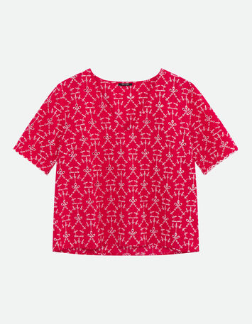 CRUZ - Top rose coton bio néo-broderie -4