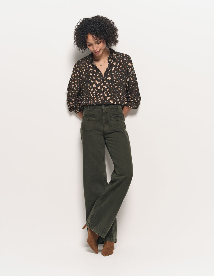 COMO - Chemise kaki Lenzing™ Ecovero™ tachiste animalier-7