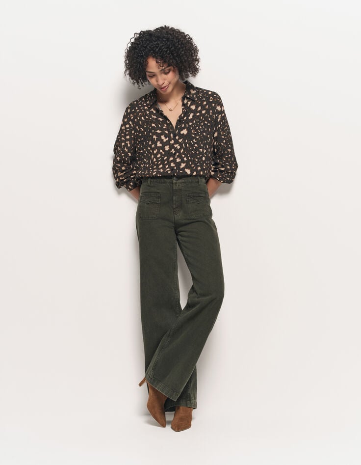 COMO - Chemise kaki Lenzing™ Ecovero™ tachiste animalier-7 COMO - Chemise kaki Lenzing™ Ecovero™ tachiste animalier-7