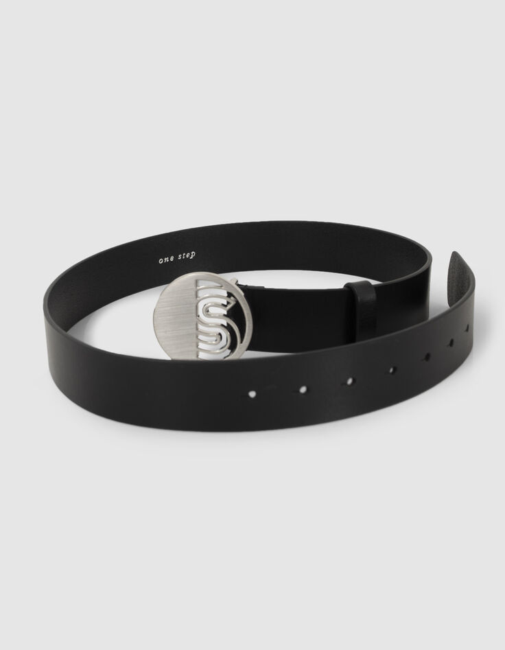 AGREE - Ceinture noire en cuir à boucle Art Déco-3 AGREE - Ceinture noire en cuir à boucle Art Déco-3