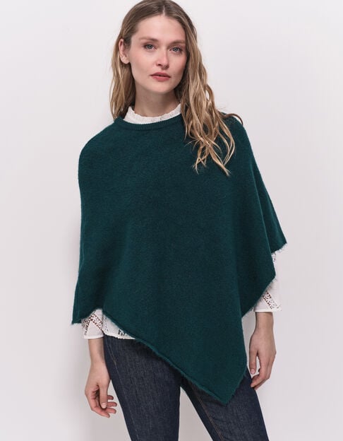 ALAMO - Poncho vert tricot col rond - One Step