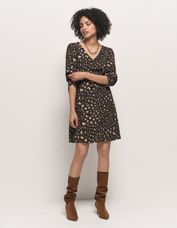 RELLA - Robe kaki Lenzing™ Ecovero™ tachiste animalier-7