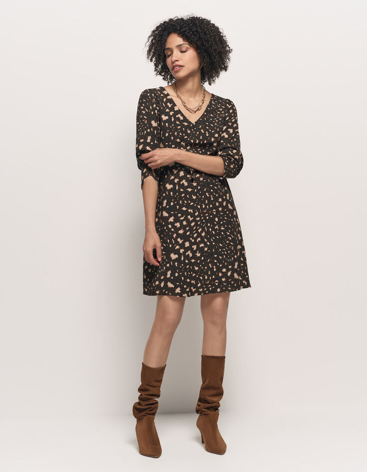 RELLA - Robe kaki Lenzing™ Ecovero™ tachiste animalier-7