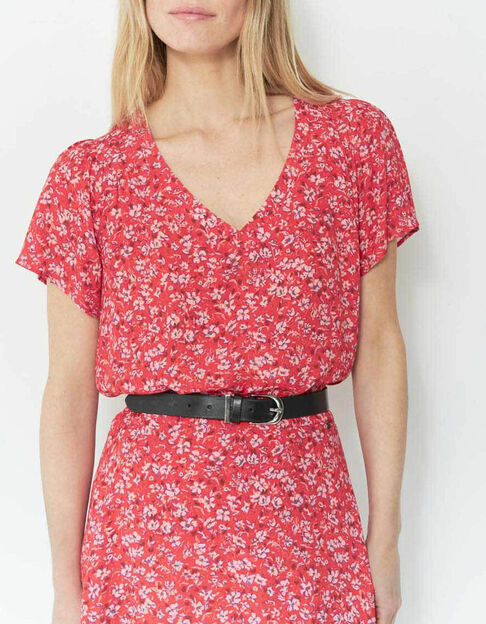 CALDWELL - Top grenadine à imprimé red blossom en viscose - One Step