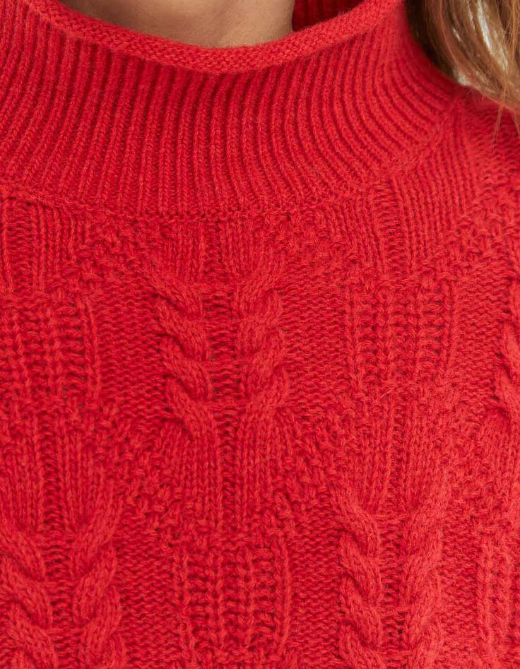 TENERIFE - Pull rouge en tricot fantaisie-5