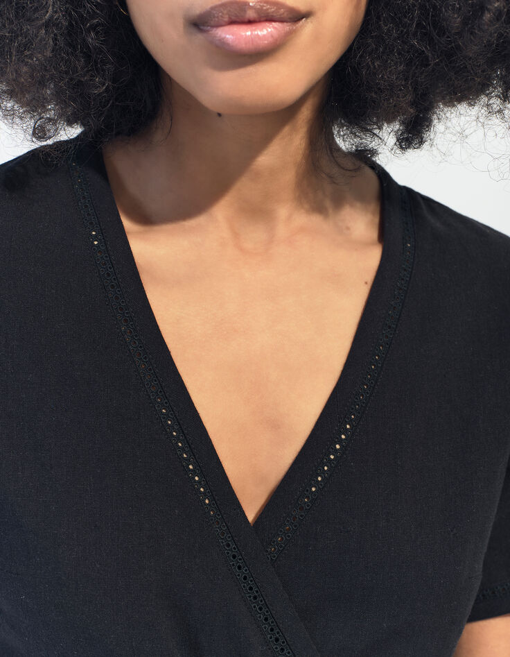 ROFFE - Robe noire détails dentelle -4