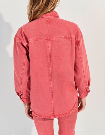 DULCE - Surchemise en jean rose waterless maxi poches -3