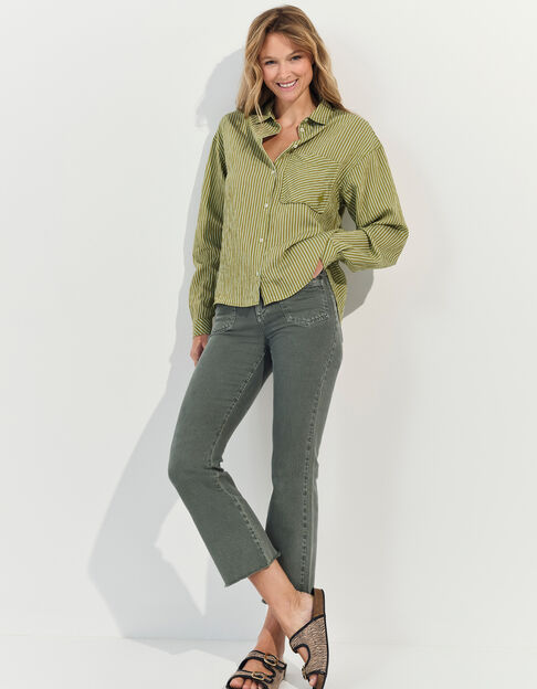 CELESTE - Chemise verte à motif fines rayures - One Step