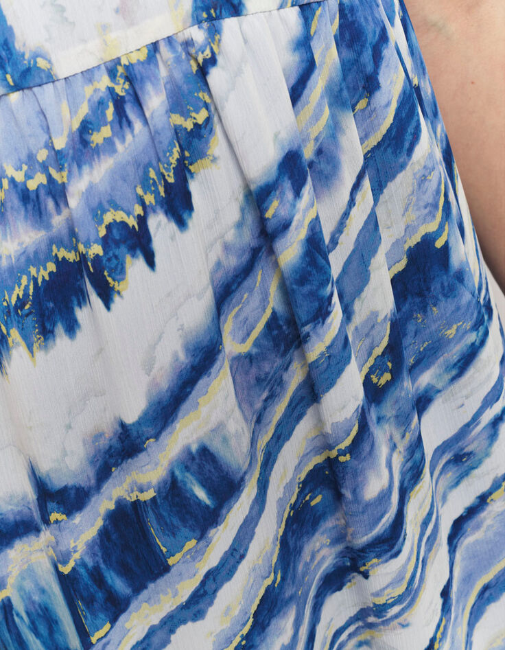 RIKKA - Robe longue estate blue à imprimé vagues d'azur-4