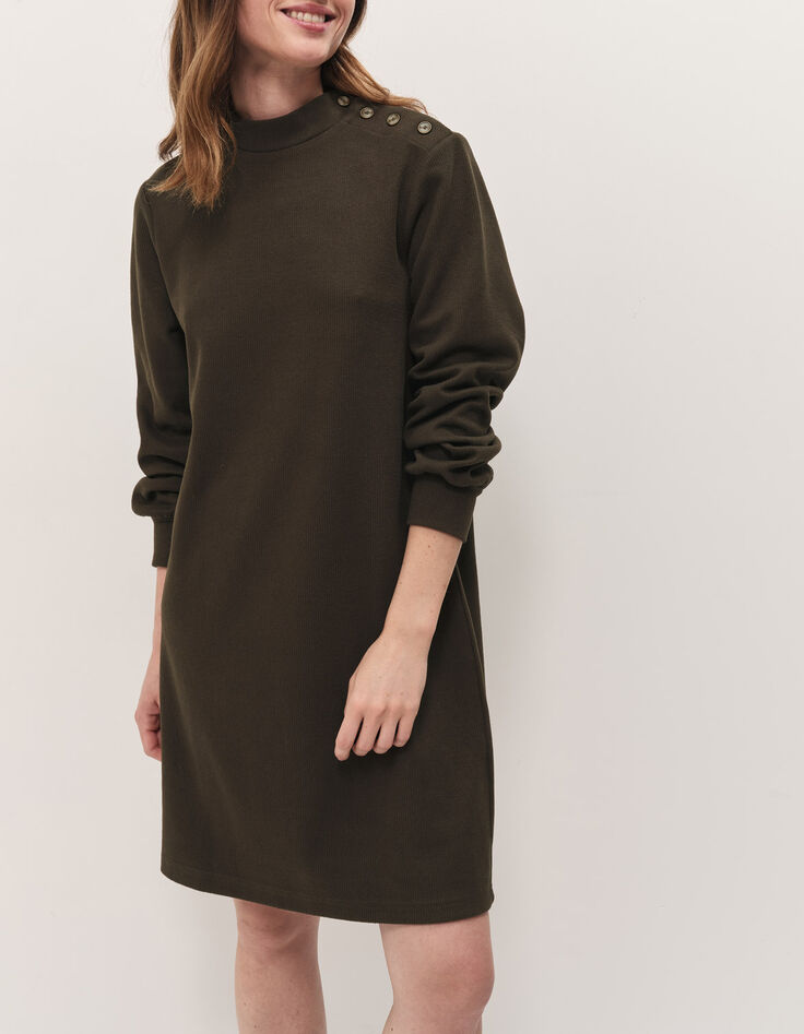 RAVEN - Robe kaki maille Interlock c&ocirc;tes plates-2