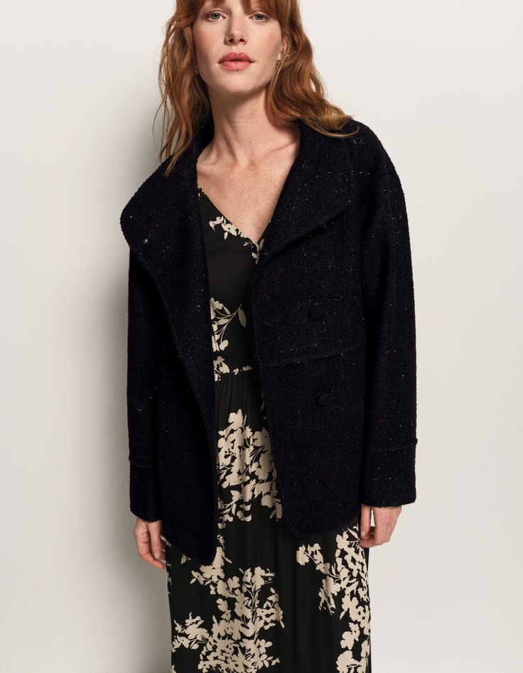 DUNE - Manteau noir lainage fantaisie lurex-1 DUNE - Manteau noir lainage fantaisie lurex-1
