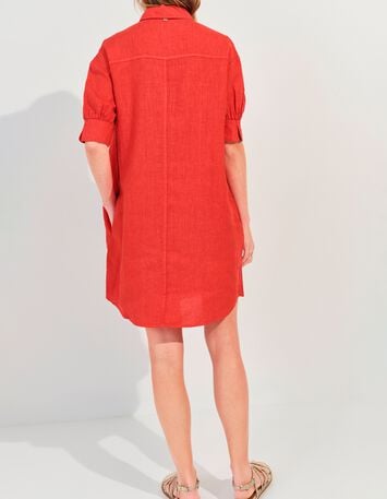 REACH - Robe chemise orange lin certifi&eacute; surteint-3