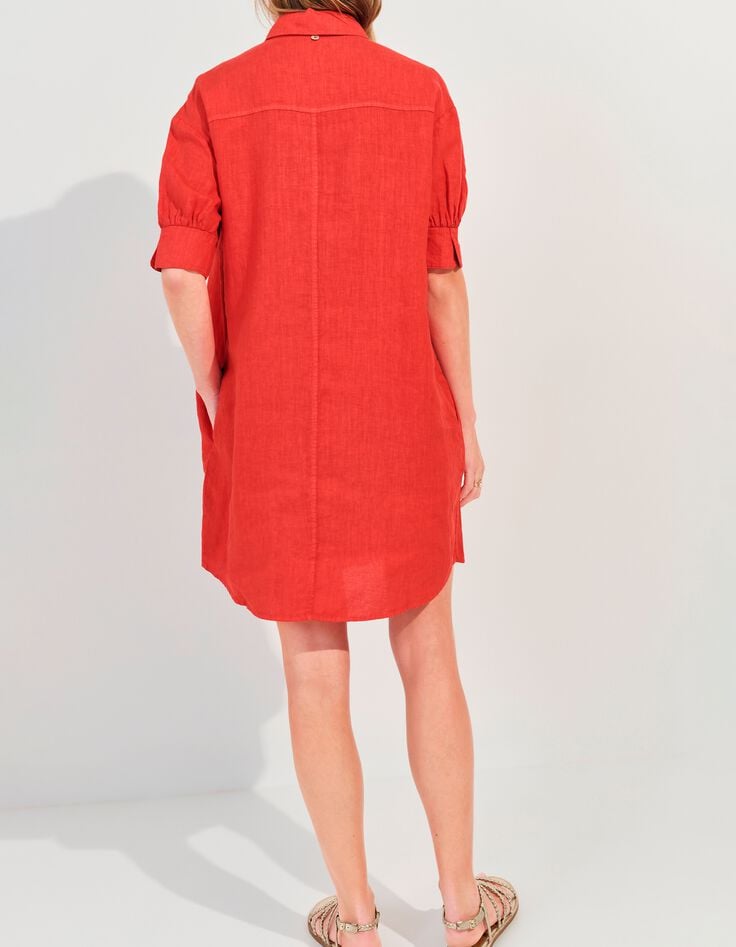 REACH - Robe chemise orange lin certifi&eacute; surteint-3