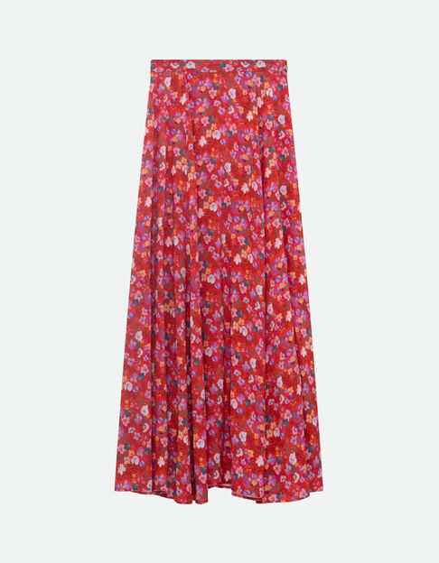 JAFNA - Jupe longue rouge imprimé floral d'été - One Step