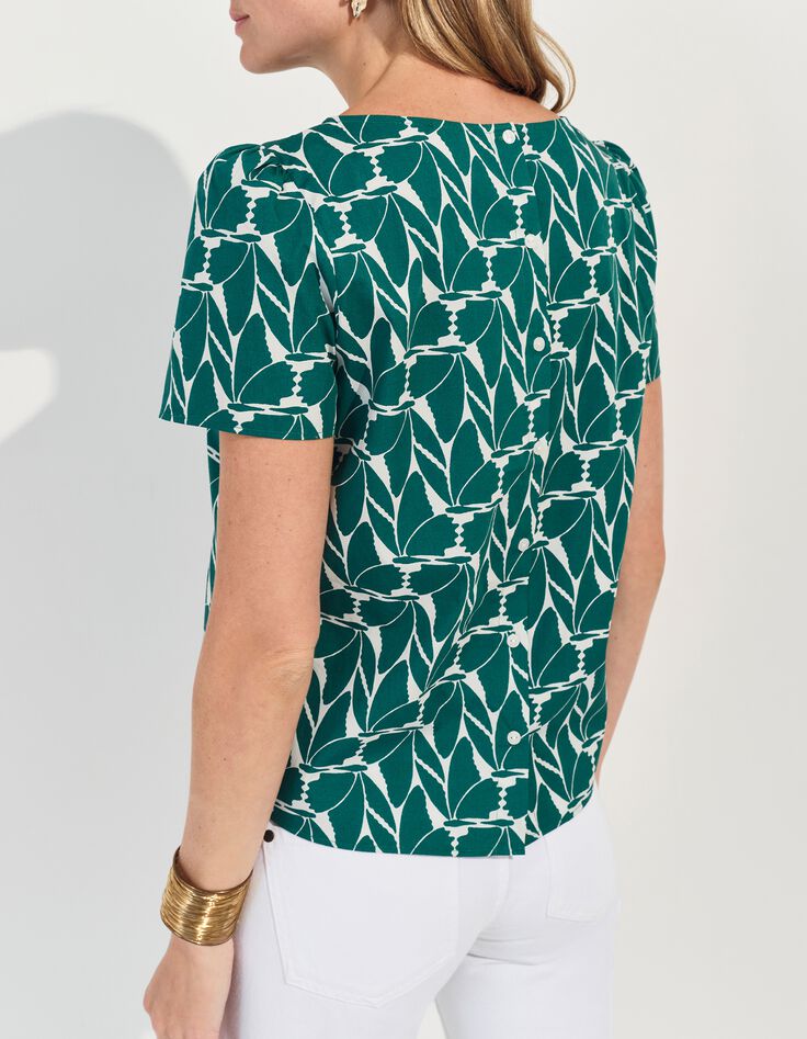 COPAL - Top vert imprim&eacute; feuillage arty -3