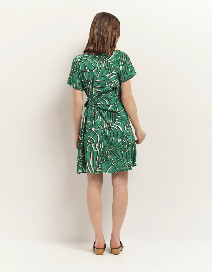 RAMI - Robe green grass &agrave; imprim&eacute; palmes arty-3