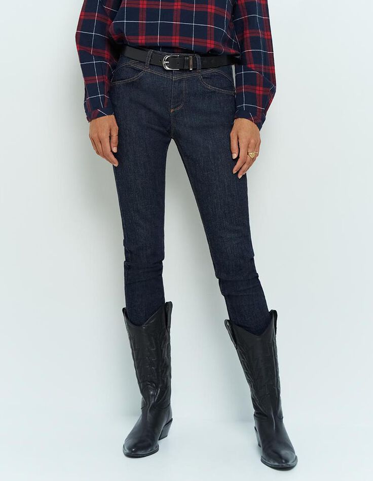 LE INDI - Jean slim marine 7/8ème effet push up-2