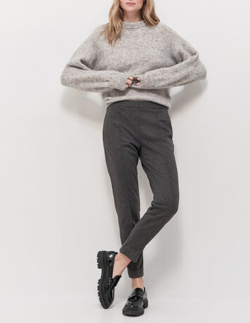 TAIPEH - Pull gris chin&eacute; tricot &agrave; doupions-2