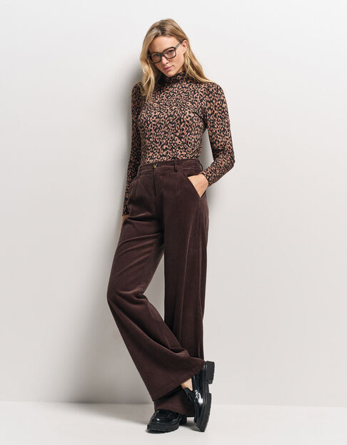 POETE - Pantalon de tailleur marron velours côtelé - One Step