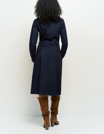 REBUS - Robe chemise midi en jean brut pressionn&eacute;e-3