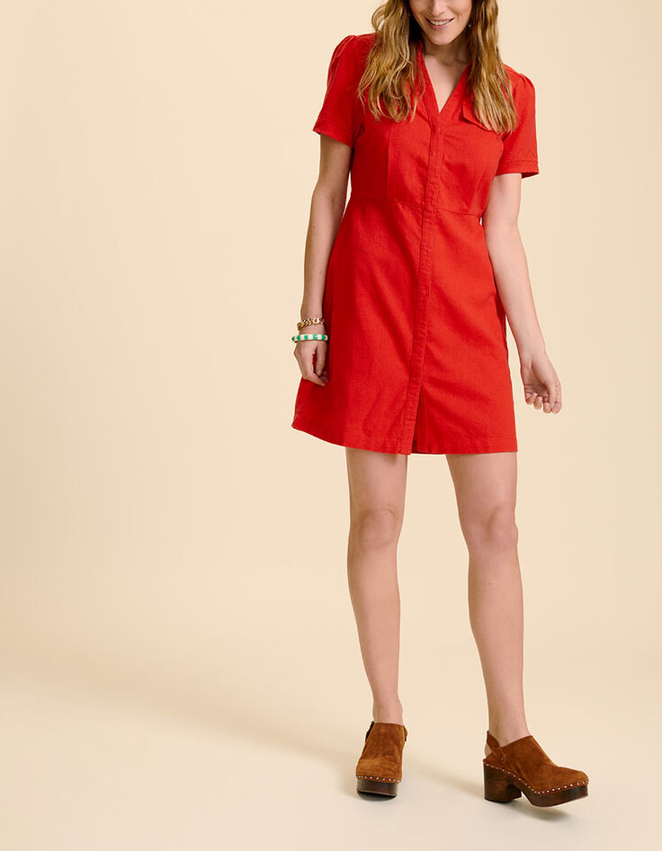 REEF - Robe cerise en coton lin-5