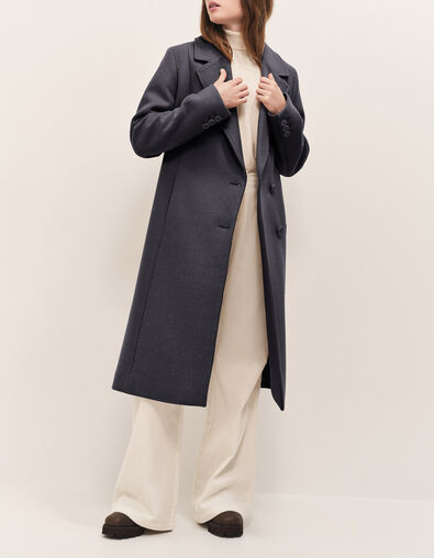 DIMITRI - Manteau long gris anthracite large col tailleur - One Step