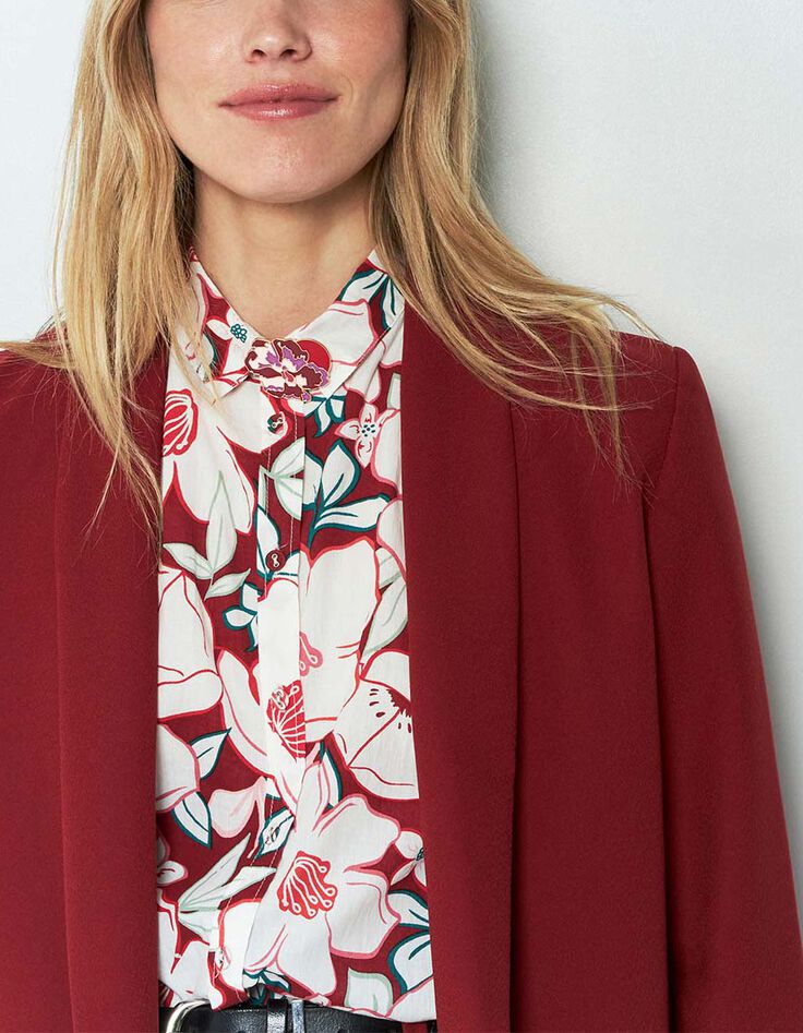 VARA - Veste longue tomette ceinturée en polyester recyclé-4
