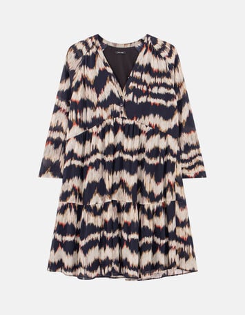 RISOTA - Robe chocolat à imprimé rayures arty-4